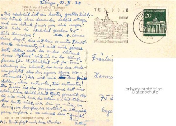 Tuebingen Partie am Neckar mit Hölderlinturm Univ – Bild 2