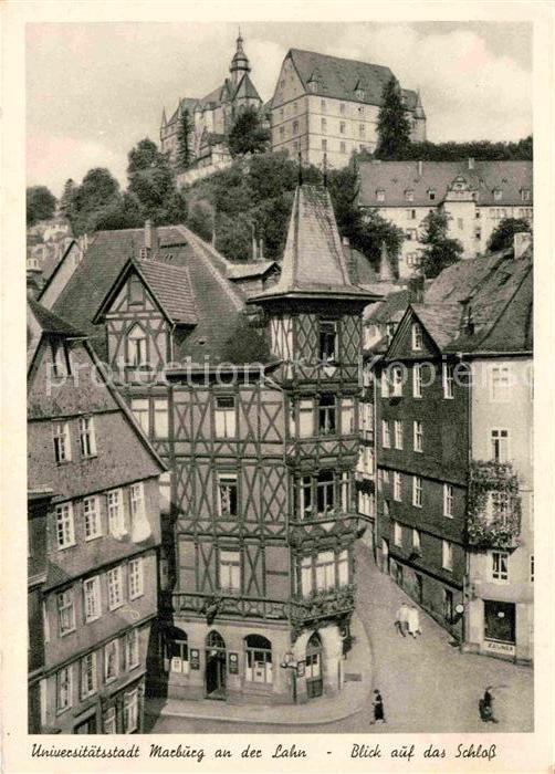 Marburg Lahn Altstadt mit Blick auf das Schloss Univ
