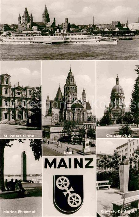 Mainz Rhein Rheinpartie Dom Kirchen Marine-Ehrenmal