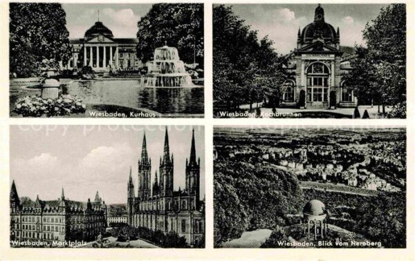 Wiesbaden Kurhaus Kochbrunnen Blick vom Neroberg