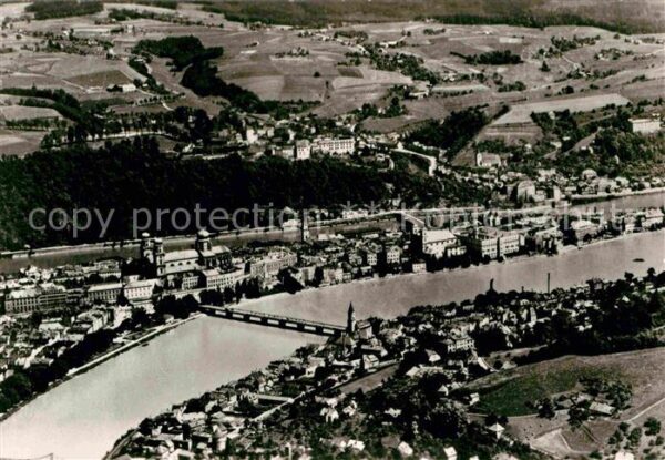 Passau Fliegeraufnahme Dreiflüssestadt