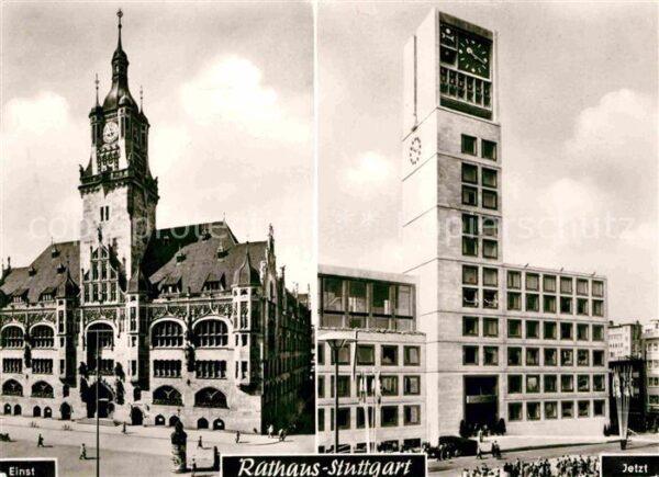Stuttgart Rathaus früher und jetzt