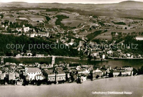 Passau Fliegeraufnahme Dreiflüssestadt