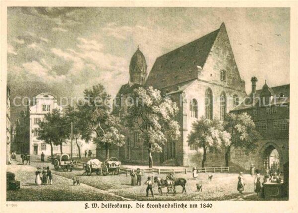 Frankfurt Main Leonhardskirche um 1840 Künstlerkarte D