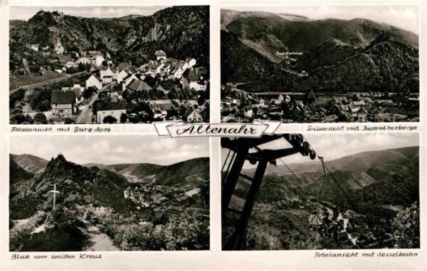 Altenahr Fliegeraufnahme mit Burg Aare Jugendher