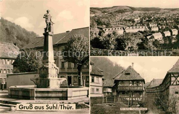 Suhl Thueringer Wald Waffenschmiedebrunnen Fachwerkhäuser