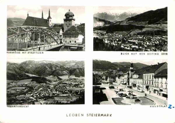 Leoben Murbrücke mit Stadtturm Reiting Flieger
