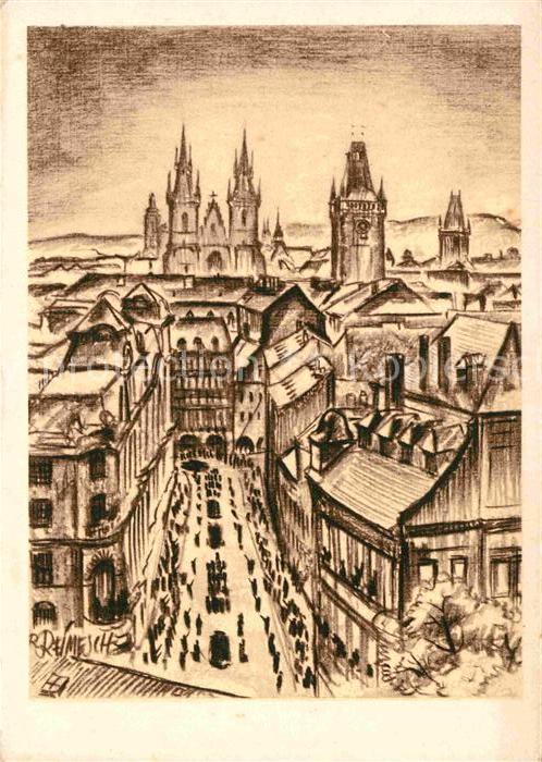 Prag Prahy Prague Altstadt gegen Osten Teynkirche Rathaus
