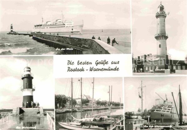 Warnemuende Ostseebad Mole Leuchttürme Alter-Strom Warnowwerf