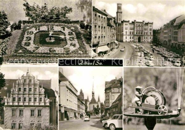 Zittau Blumenuhr Platz der Jugend Rathaus Volk