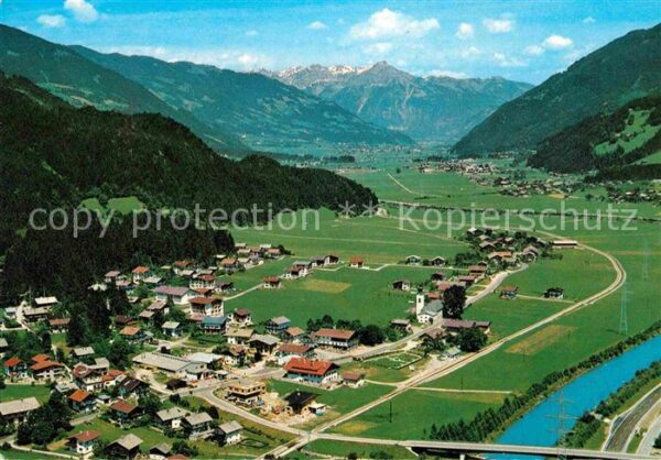 Aschau Zillertal Gesamtansicht mit Alpenpanorama Flieger