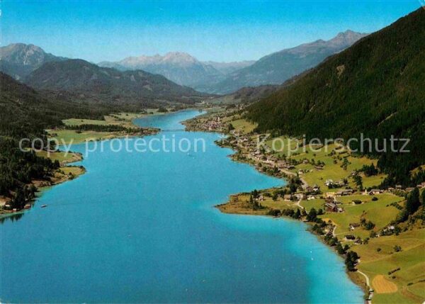 Weissensee Kaernten Panorama Blick über Neusach gegen Weste