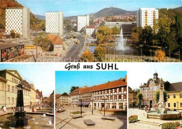 Suhl Thueringer Wald Blick vom Haus der Gerwerkschaften Stei