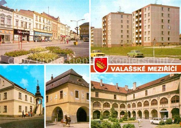 Valasske Mezirici Platz Siedlung Hochhäuser Rathaus Schlo