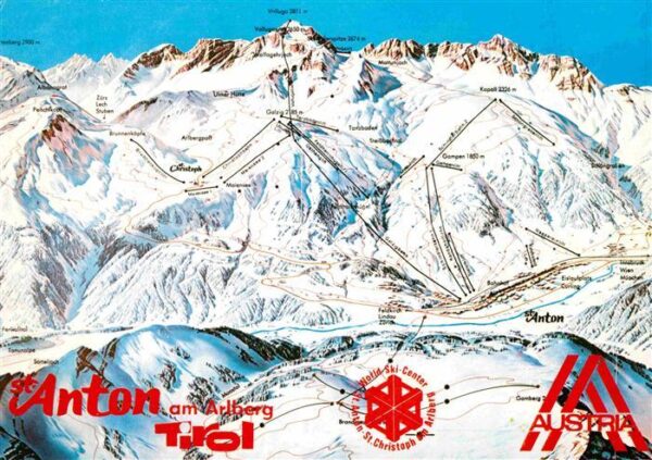St Anton Arlberg Wintersportzentrum Übersichtskarte Skig