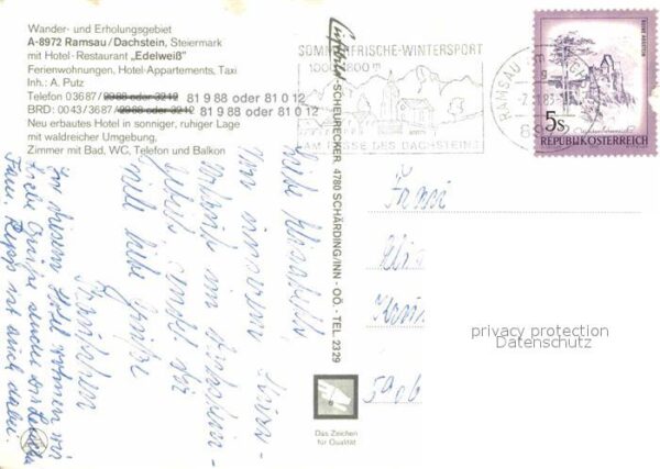 Ramsau Dachstein Steiermark Hotel Edelweiss Wandergebiet Erholungsg – Bild 2