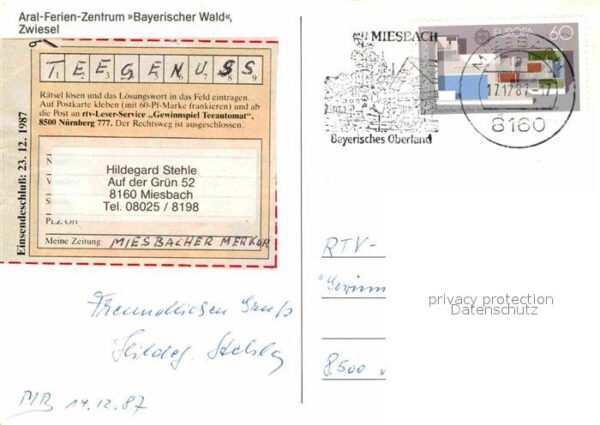 Zwiesel Niederbayern Aral Ferienzentrum Bayerischer Wald Fli – Bild 2