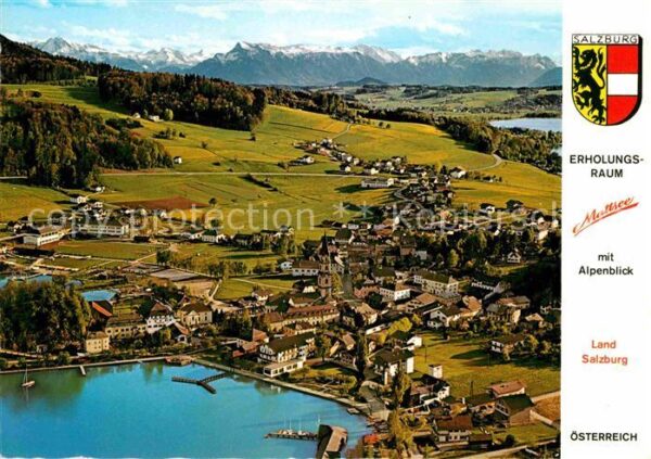 Mattsee Salzburg Badeort Trumersee Blick gegen Untersber