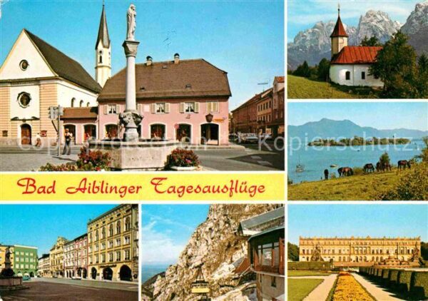 Bad Aibling Marktplatz Brunnen Kirchturm Schloss Pf