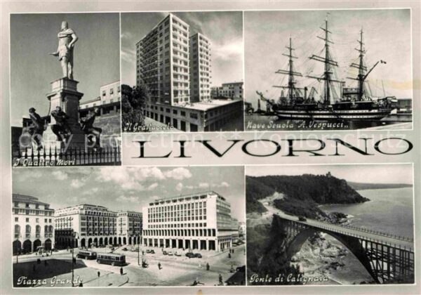 Livorno Schulschiff Vespucci Brücke Piazza Gran