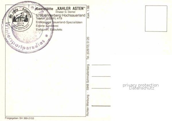 Winterberg Hochsauerland Gaststätte Kahler Asten Panorama – Bild 2