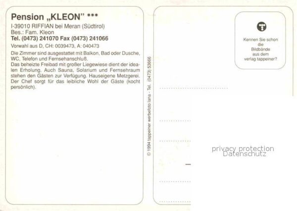 Riffian Meran Pension Kleon Pool – Bild 2