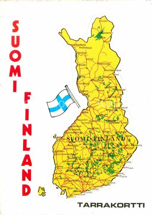 Finnland Suomi Geografische Karte Flagge Tarrakortti
