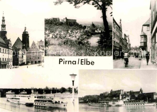 Pirna Personenschiffe Teilansicht Kirche
