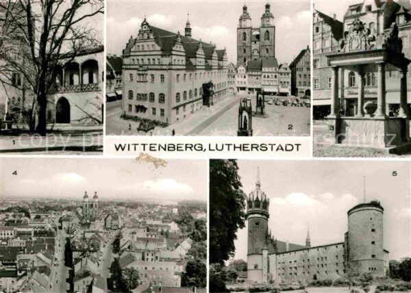 Wittenberg Lutherstadt Hof der Lutherhalle Marktplatz Marktbru