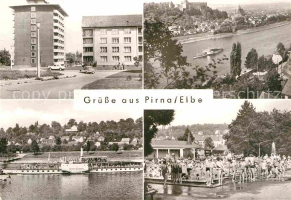 Pirna Teilansicht Geibeltbad Gaststätte Schön