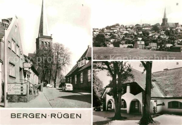 Bergen Ruegen Kirche Teilansicht Rugard Gaststätte