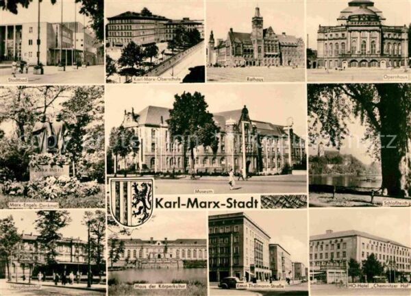 Karl-Marx-Stadt Stadtbad Marx Engels Denkmal Museum Ope