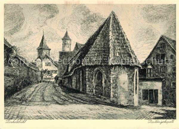 Dinkelsbuehl Dreikönigskapelle Zeichnung Künstlerkar