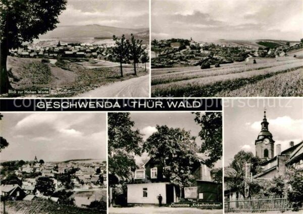 Geschwenda Panorama Blick zur Hohen Warte Gaststät