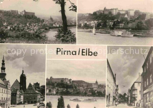 Pirna Panorama Schloss Elbe Dampfer Marktplat