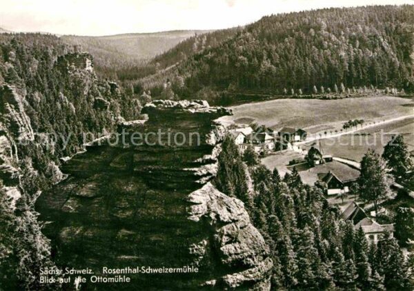 Schweizermuehle Saechsische Schweiz Panorama Blick auf die Ottomühle