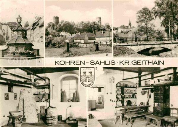 Kohren-Sahlis Töpferbrunnen Teilansicht Burgruine Kir