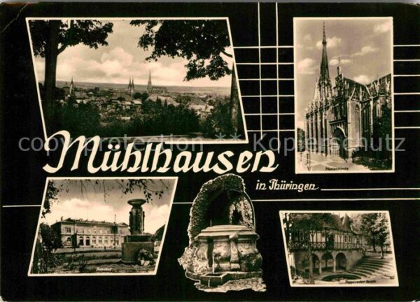 Muehlhausen Thueringen Gesamtansicht Marienkirche Bahnhof Popp