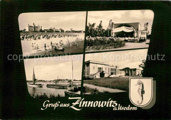 Zinnowitz Ostseebad Strand Musikpavillon Hafen Kurheim Wapp