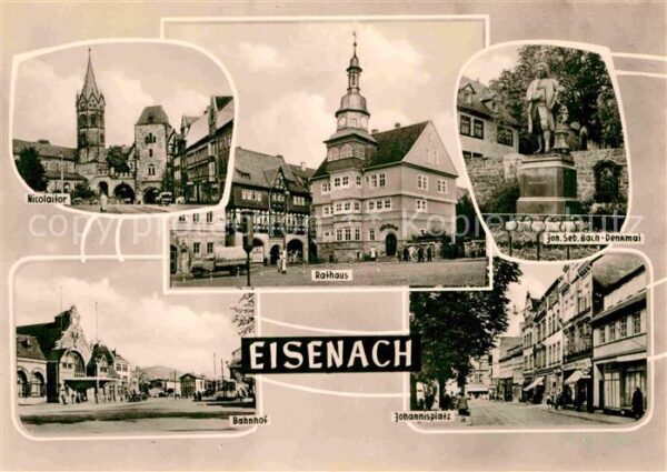 Eisenach Thueringen Nicolaitor Rathaus Bach Denkmal Statue