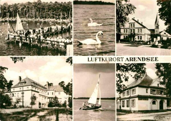 Arendsee Altmark Seebrücke Schwäne Kirche Segelboot Gast