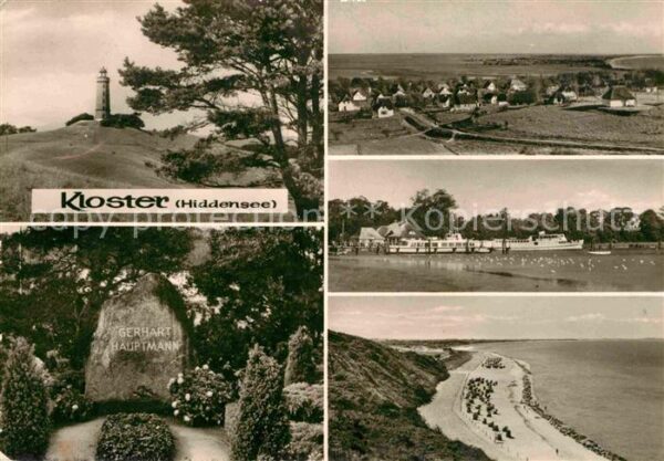 Kloster Hiddensee Leuchtturm Panorama Fahrgastschiffe Ger