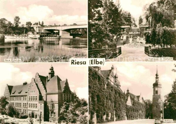 Riesa Sachsen Neue Elbbrücke Freitreppe im Stadtpark