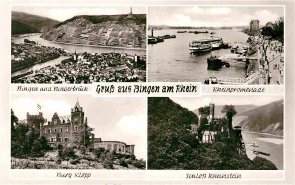 Bingen Rhein Fliegeraufnahme mit Rhein Bingerbrück P