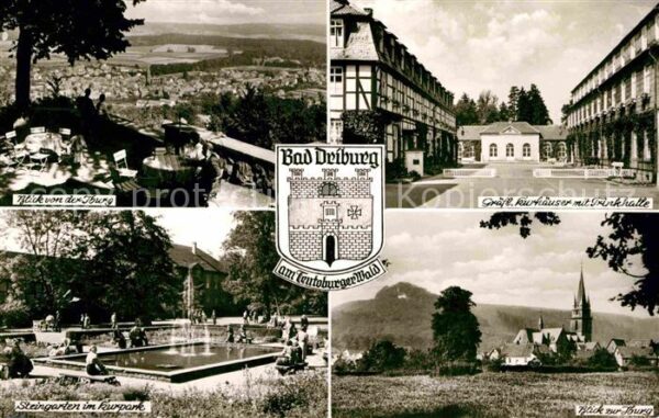 Bad Driburg Blick von Iburg Kurhäuser mit Trinkhall