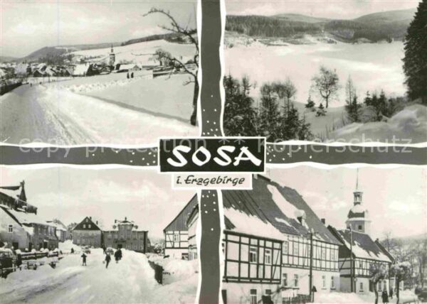 Sosa Erzgebirge Fachwerk im Winter