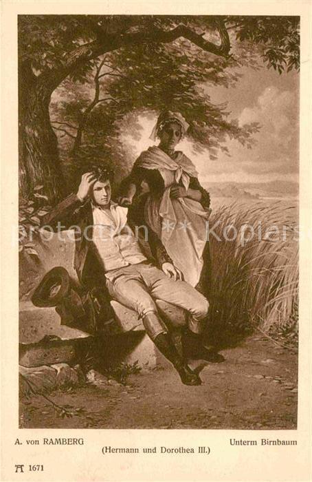 Verlag Ackermann Kuenstlerpostkarte Nr. 1671 A. von Ramberg Unterm Birnbaum Her