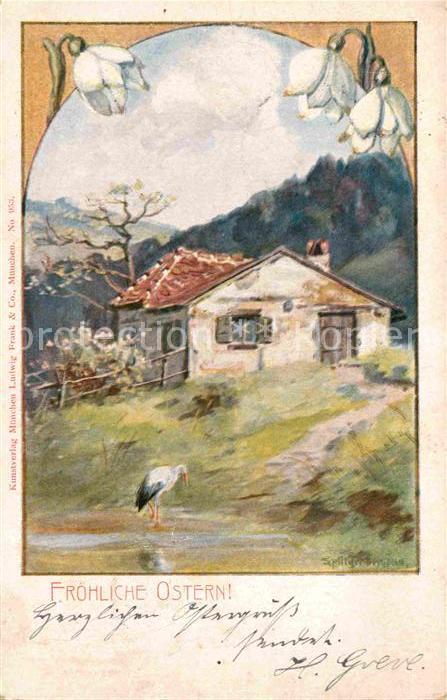 Ostern Easter Paques Storch Märzenbecher
