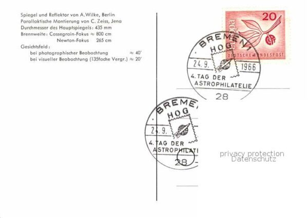 Sternwarte Urania Observatorium Olbers-Gesellschaft Spiegelteleskop – Bild 2