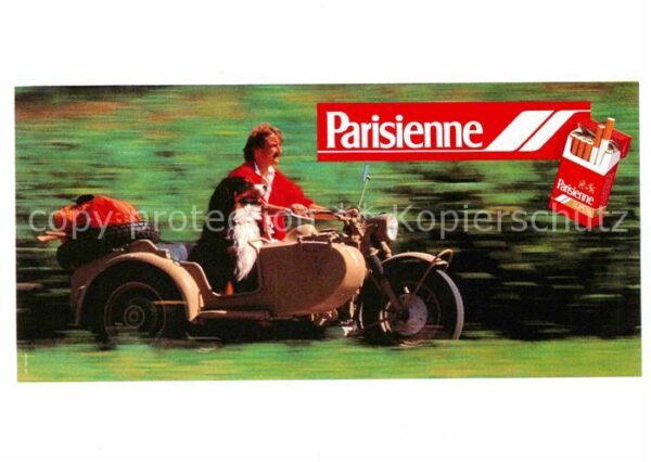 Zigarette Parisienne Kampagne Werbung Motorrad